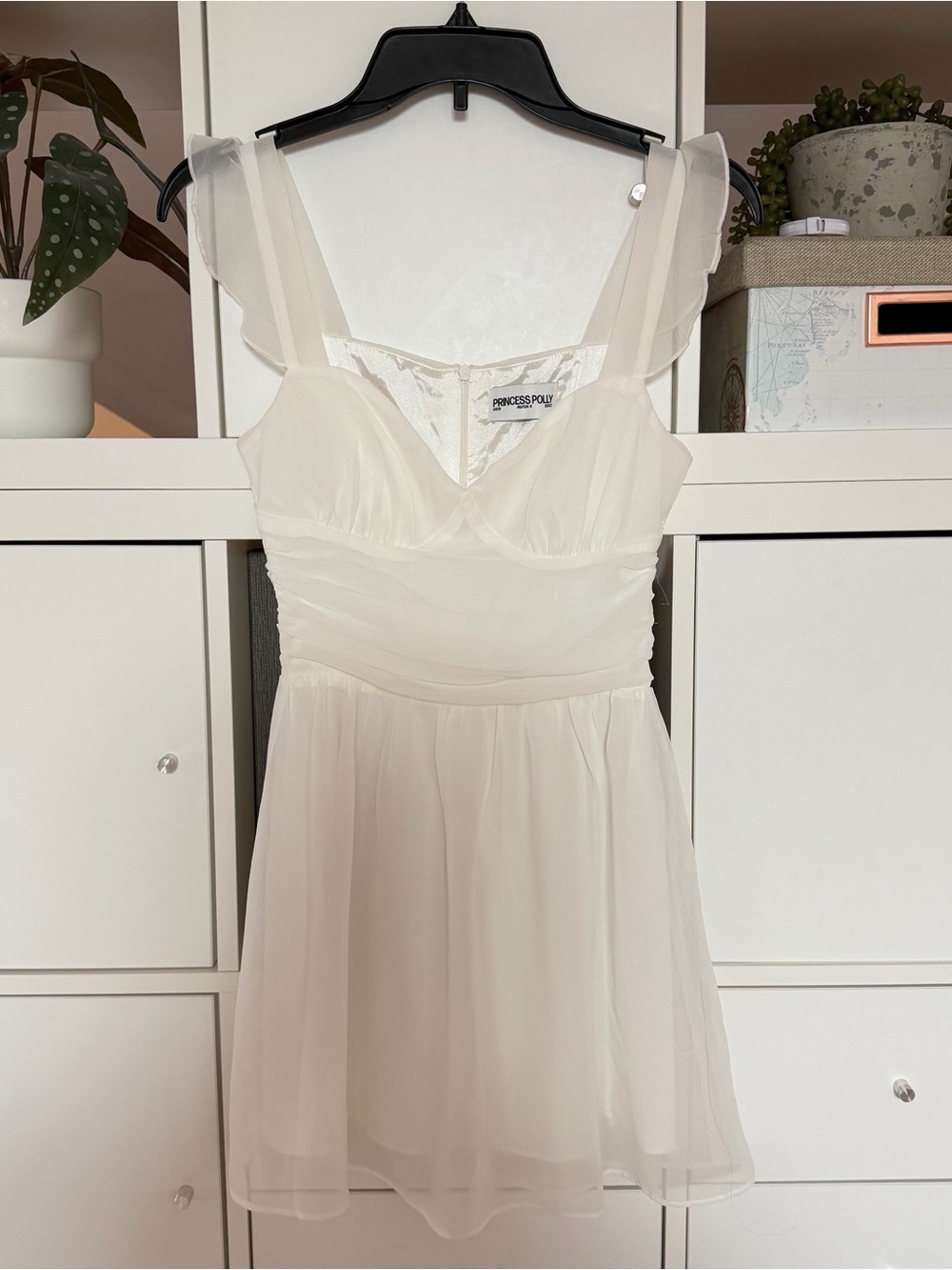 Princess Polly White Ruffle Mini Dress Size 0